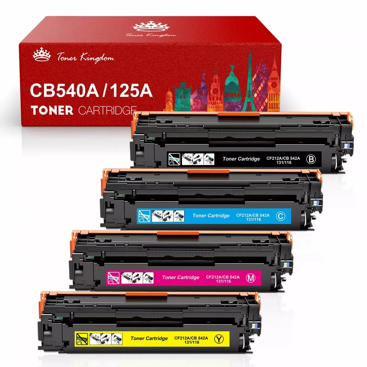 V4ink V4ink 4PK CB540A CB541A CB542A CB543A 125A toner cartridge set — product photo
