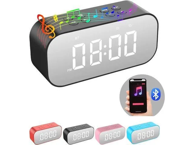 Nexora Nexora Digital Alarm Clock with Bluetooth Speaker, Black, 12H — product photo