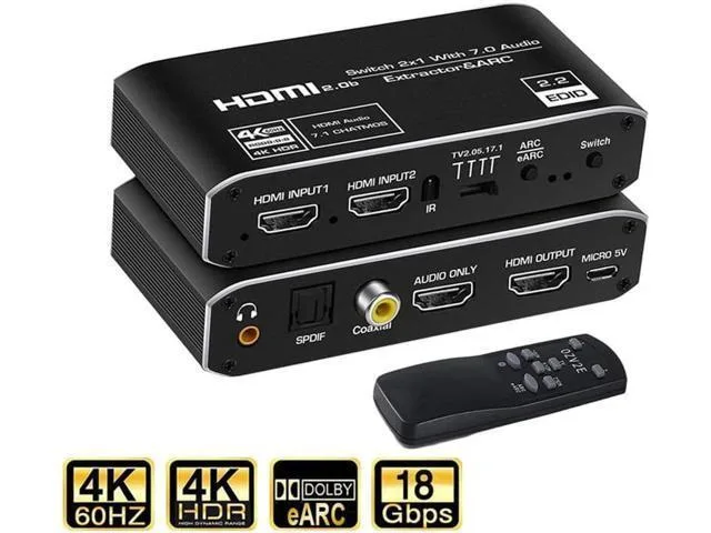 LORDWORLD LORDWORLD 2x1 HDMI Switch Audio Extractor 4K 60Hz ARC — product photo