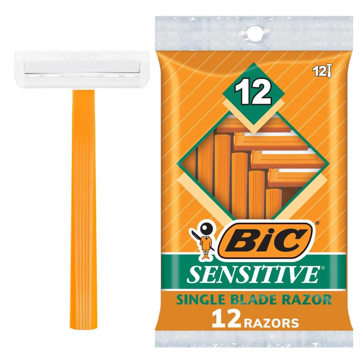 A pack of twelve black disposable razors with single blades and lightweight handles