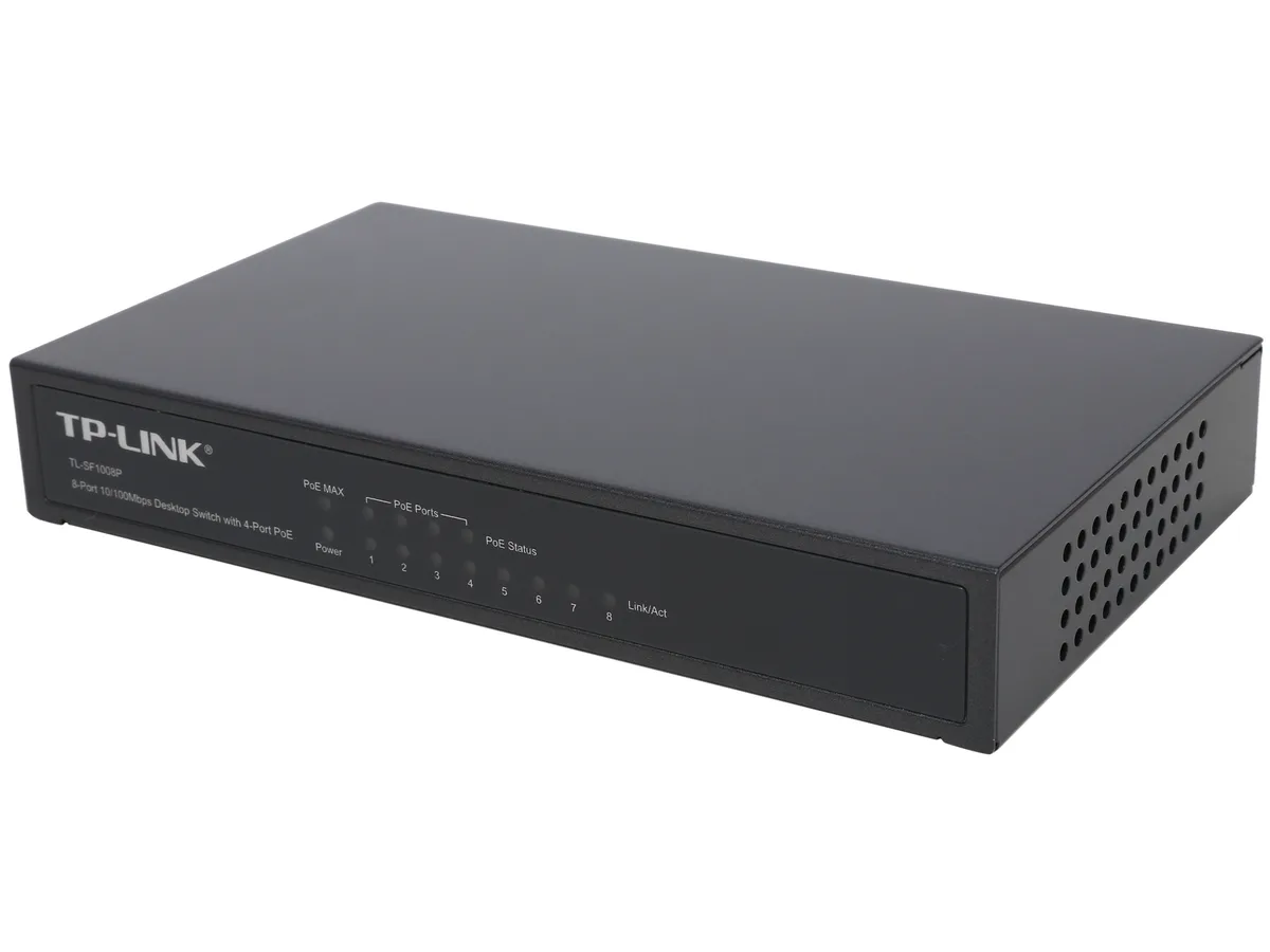 TP-Link TP-Link TL-SF1008P 8-port 10/100 PoE network switch 4 PoE ports 57W — product photo