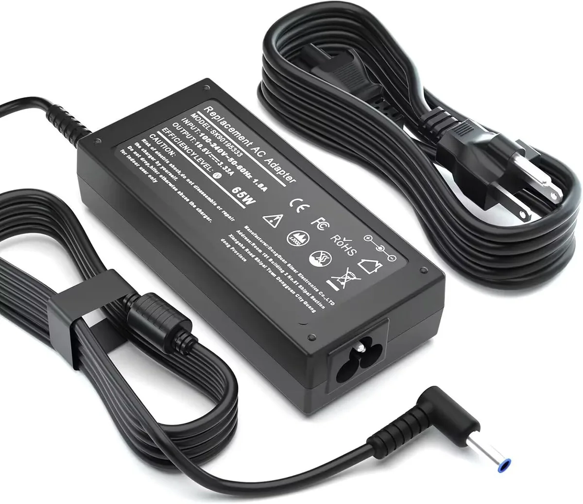 Kenuco Kenuco 65W HP laptop charger 19.5V 4.5mm blue tip — product photo