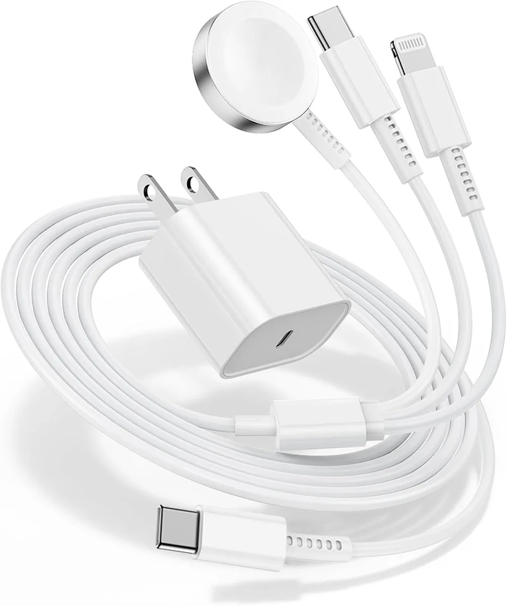 ETEIZU ETEIZU 3-in-1 Watch Charger Cable with 20W USB-C Charger 6FT — product photo