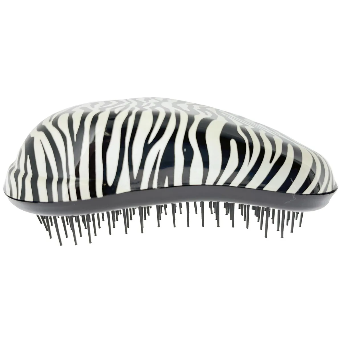 Hair detangler brush with zebra-print handle