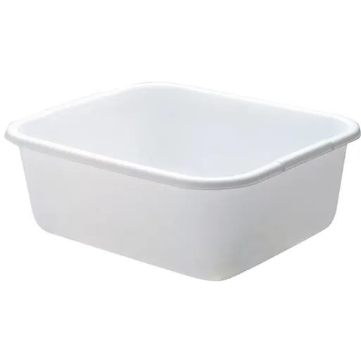 White rectangular Rubbermaid dishpan with molded grip handles, 11.5 quart capacity