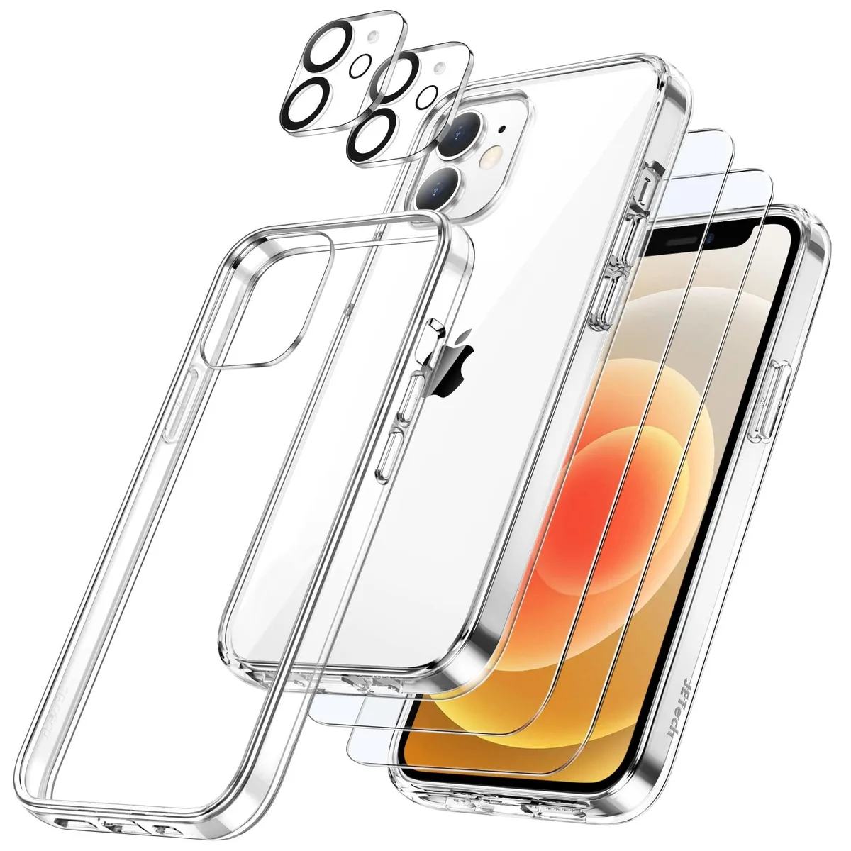 Clear bumper case for iPhone 12 with transparent hard back and flexible frame