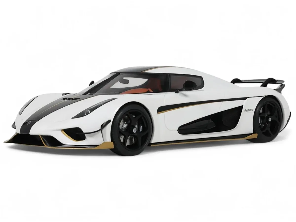 GT Spirit GT Spirit 2023 Koenigsegg Regera White with Black Stripes 1/18 hobby collectible — product photo