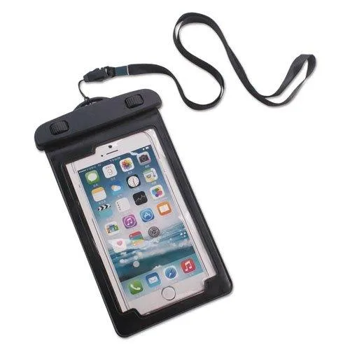 Clear waterproof pouch with rotary buckle closure and 34in lanyard