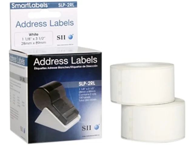 Seiko Instruments Seiko Instruments SLP2RL Direct Thermal Labels 1.12" x 3.50" 130/roll 2pk — product photo