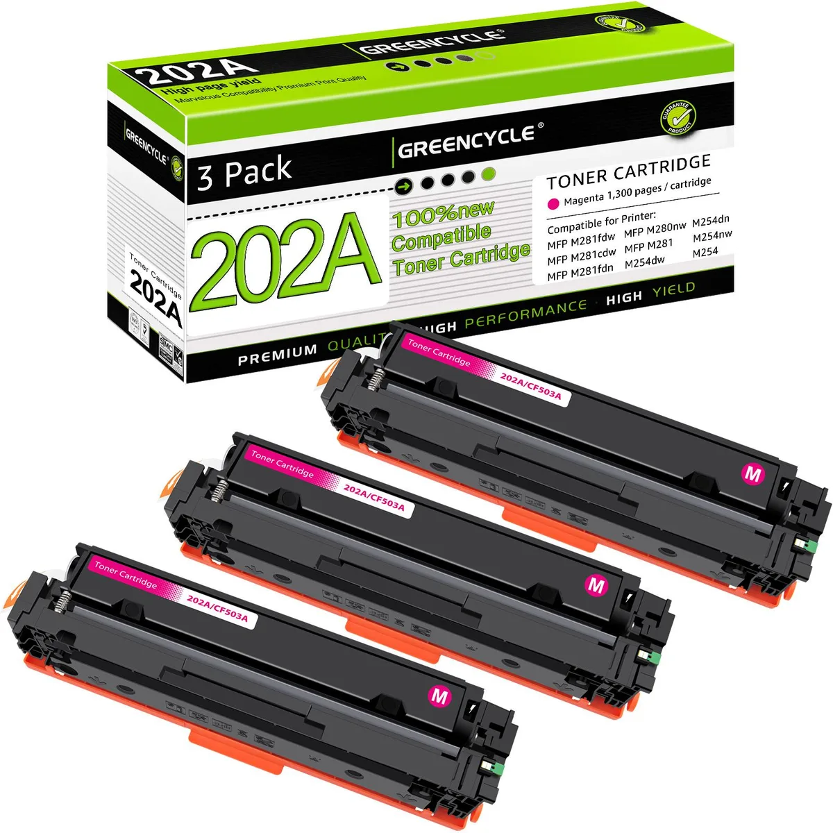 GREENCYCLE GREENCYCLE 202A Magenta Toner Cartridge 3-Pack 1300 pages — product photo
