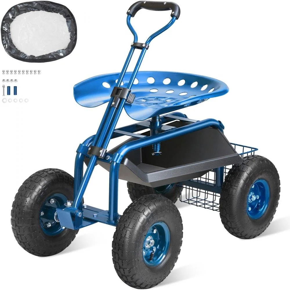 VEVOR VEVOR Garden Cart Rolling Workseat Blue 10 inch Wheels 300 lbs — product photo