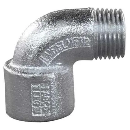 Aluminium 90-degree conduit elbow with threaded ends