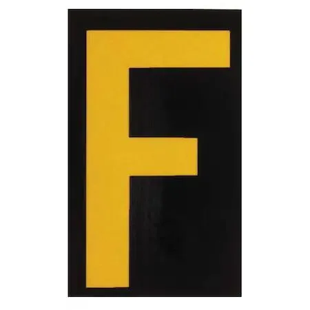 Brady 5890-F yellow-on-black adhesive letter labels, pack of 25