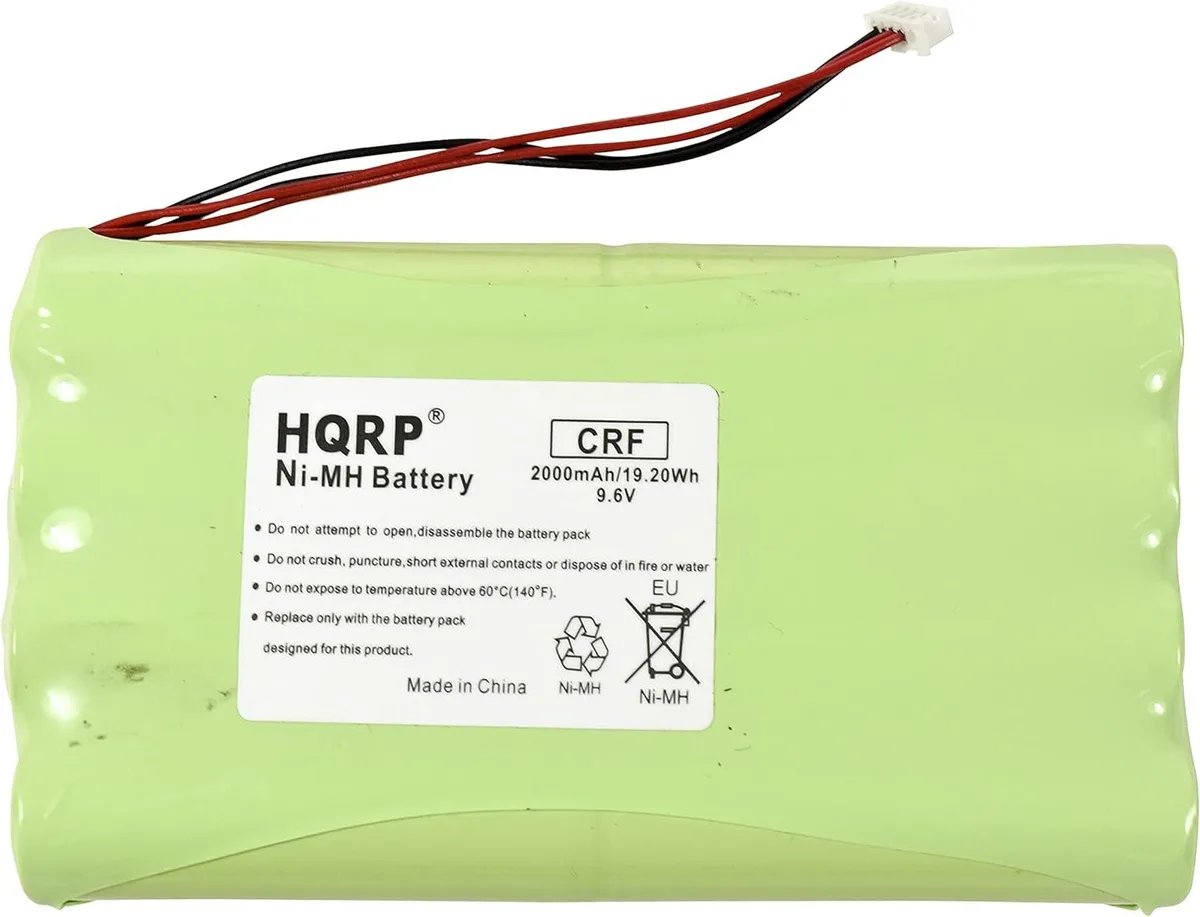 Rectangular Ni-Mh radio battery pack, dark finish, labelled 9.6V 2000mAh