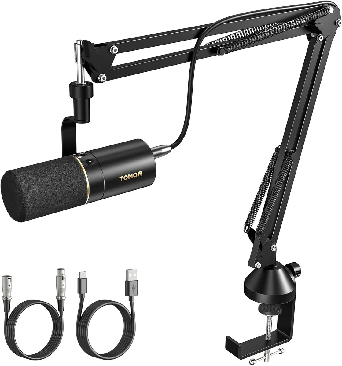 WUQ WUQ TD510+ dynamic microphone with boom arm, white — product photo