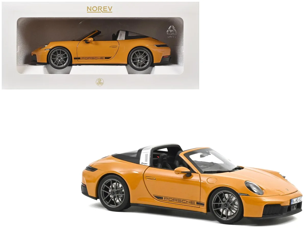 Norev Norev 2024 Porsche 911 Targa Bahama Yellow Black Stripes 1/18 Diecast Hobby Collectible — product photo