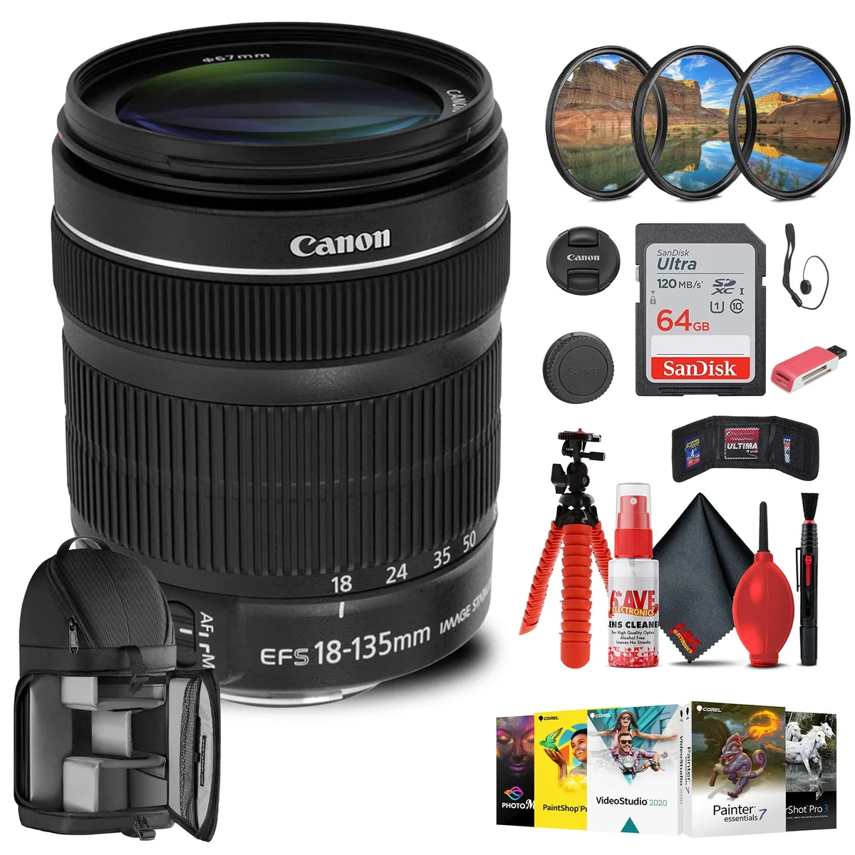 Canon Canon EF-S 18-135mm f/3.5-5.6 IS STM Lens Bundle — product photo