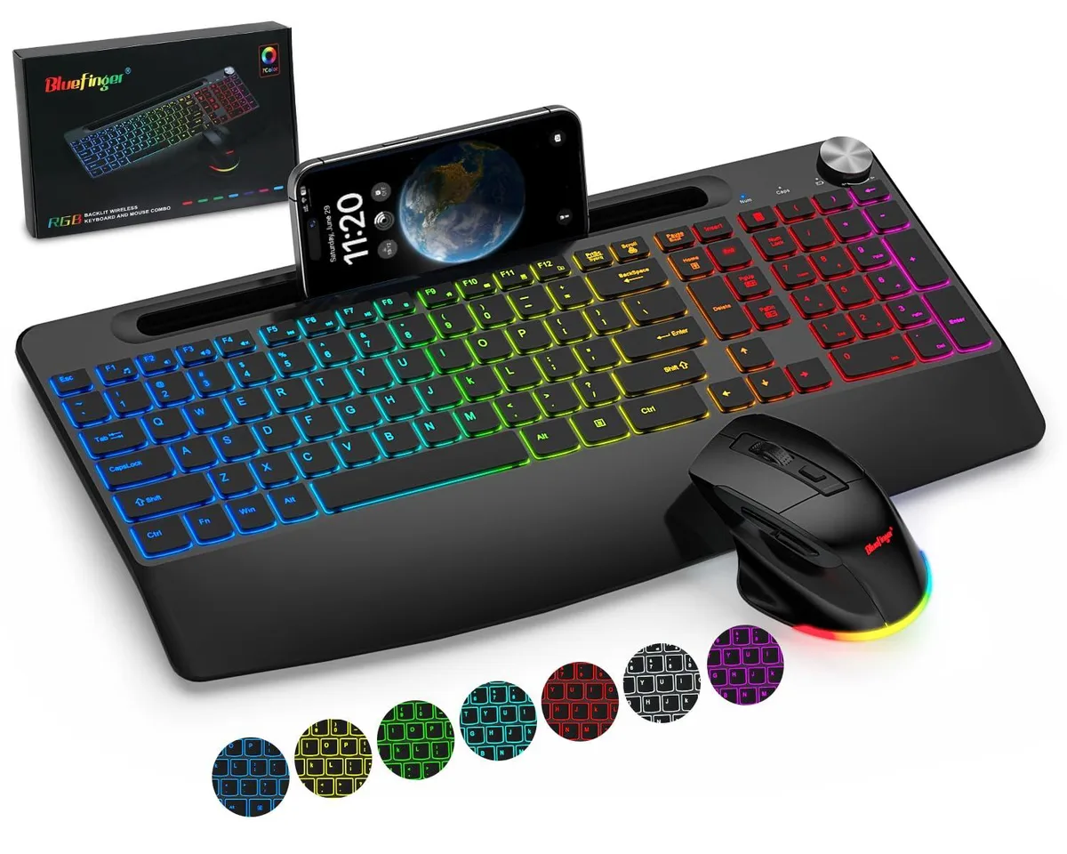  Redragon KW226 Wireless Gaming Keyboard and Mouse Combo 104 Keys 2.4G Rechargeable Black — product photo