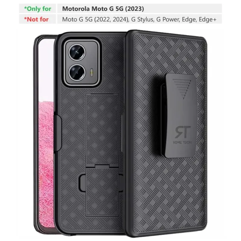 Rome Tech Rome Tech Moto G 5G (2023) Belt Clip Holster Case Black Line Polycarbonate — product photo