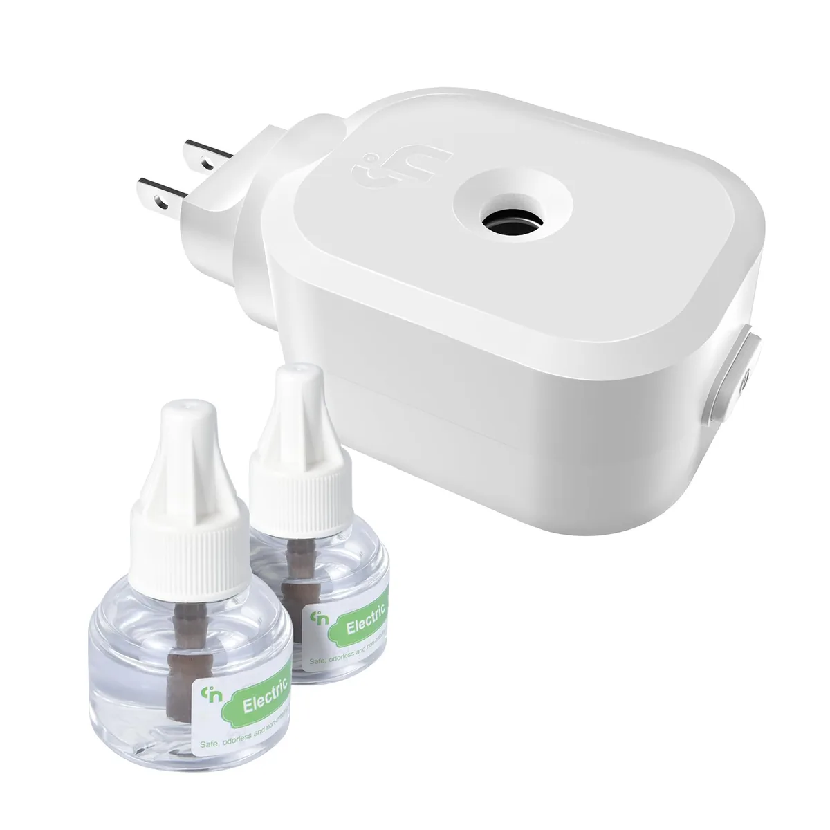 Two small refill bottles for a plug-in mosquito repellent device