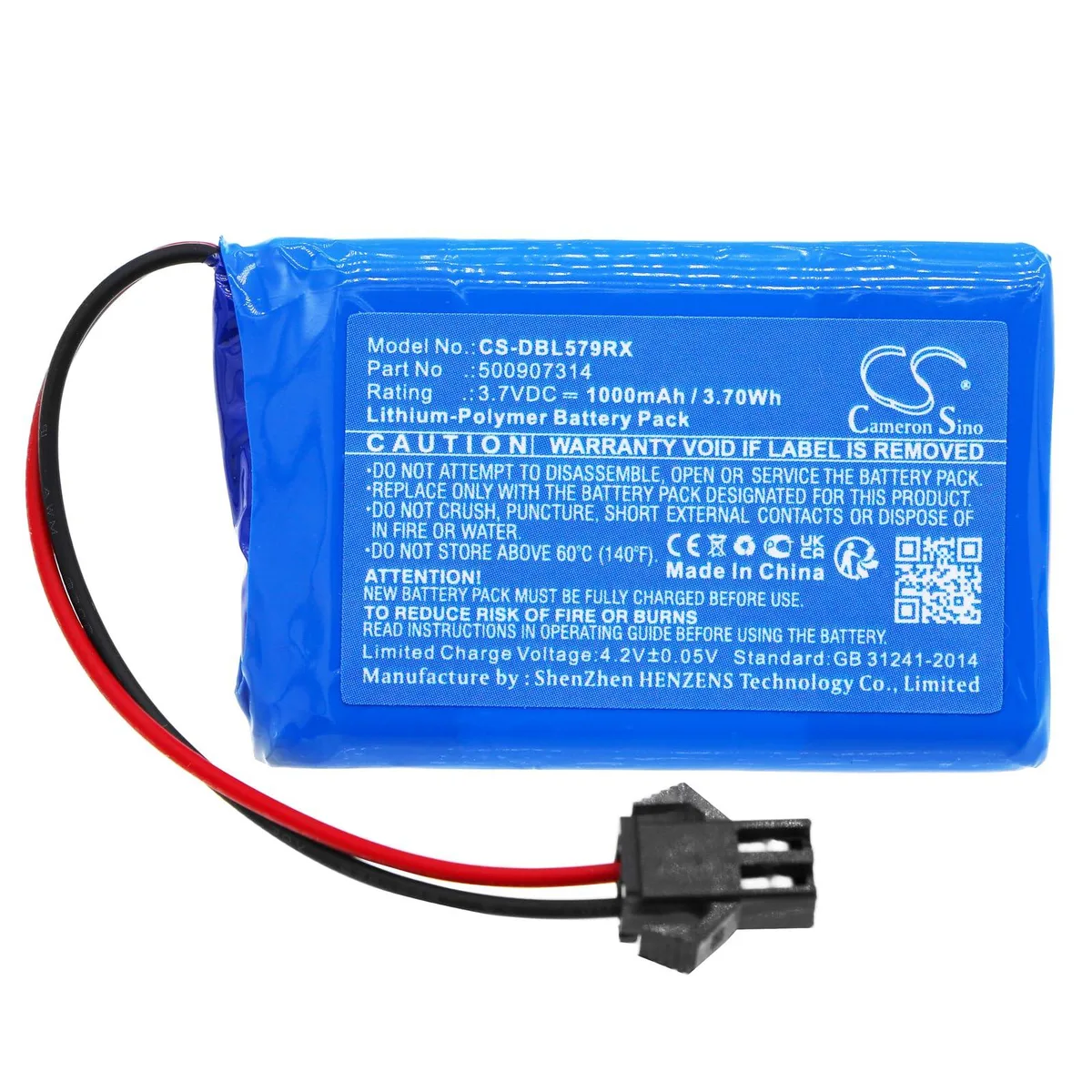  Cameron Sino 1000mAh 3.7V NiZn Battery for Double Eagle E351/E356/E575/E579/E626/E635 PN 500907314 — product photo