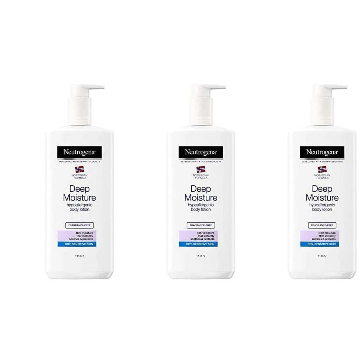 Neutrogena Corporation Neutrogena Corporation SKU-3PACK Norwegian Formula Deep Moisture Body Lotion 13.5 oz 3-Pack skin care — product photo