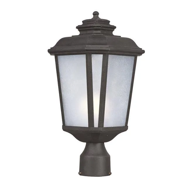 Black oxide post light, 17.5 inch die-cast aluminum with weathered frost glass