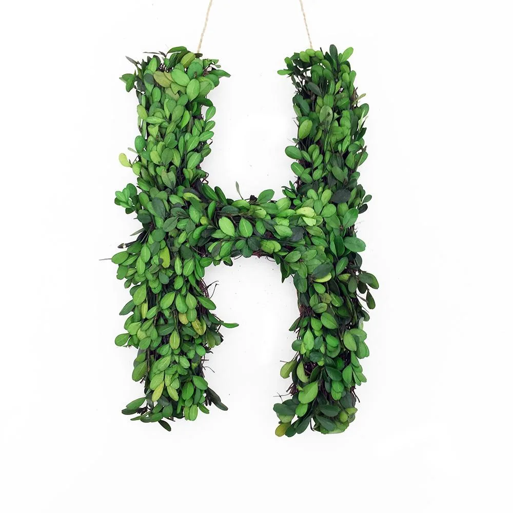 Vandue Corporation Vandue Corporation Modern Home 12" Real Preserved Boxwood Monogram Wreath Letter H — product photo