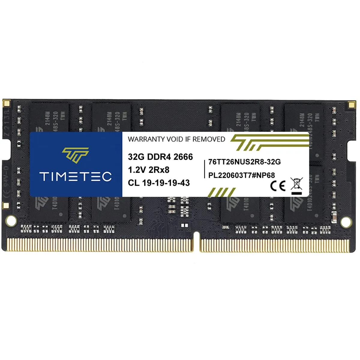Timetec Timetec 32GB DDR4 2666MHz CL19 SODIMM Laptop RAM — product photo