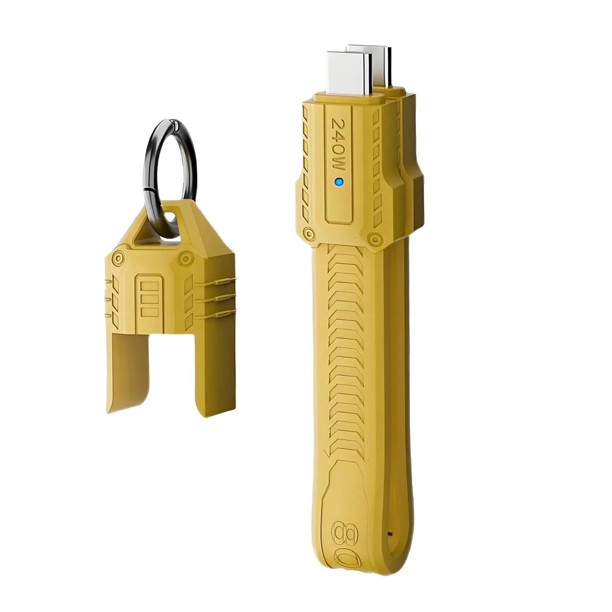 Fervit Fervit USB5.0 80Gbps 240W Flat Slim FPC Cable 13cm Yellow Lanyard Strap Chain — product photo