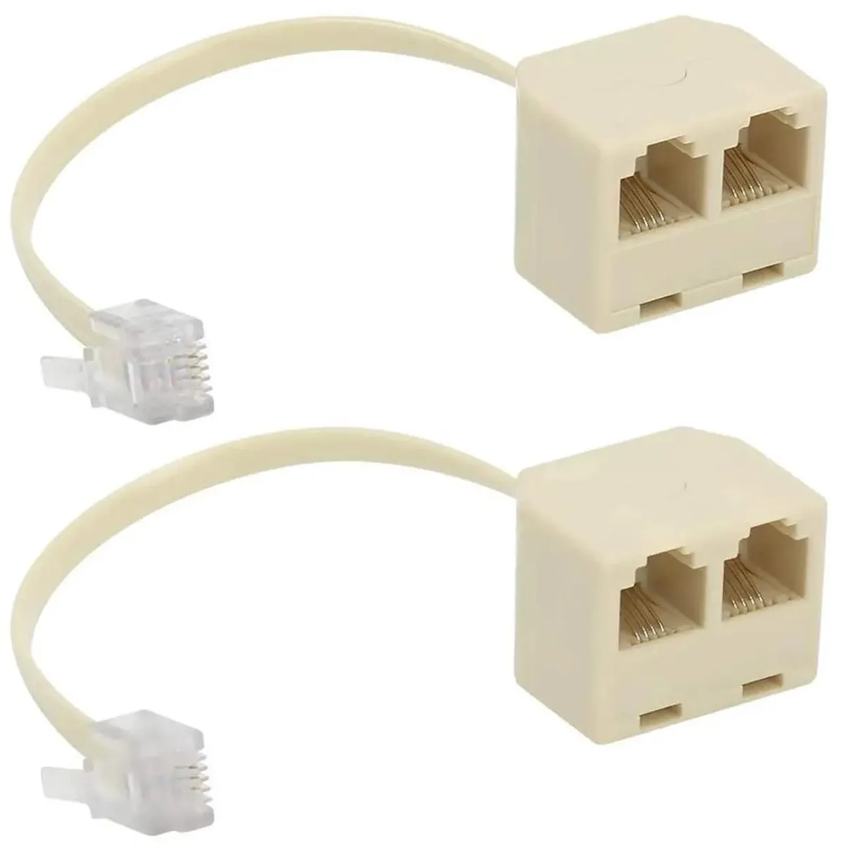 Vszerda Vszerda RJ11 6P4C Telephone Splitter Male to 2 Female Yellow 2 Pack — product photo