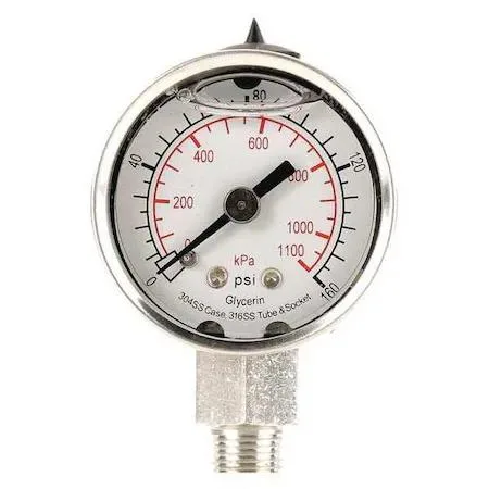 Value Brand Value Brand 4CFE4 Commercial Pressure Gauge 0-160 psi 1 1/2 in Dial 1/8 NPT — product photo