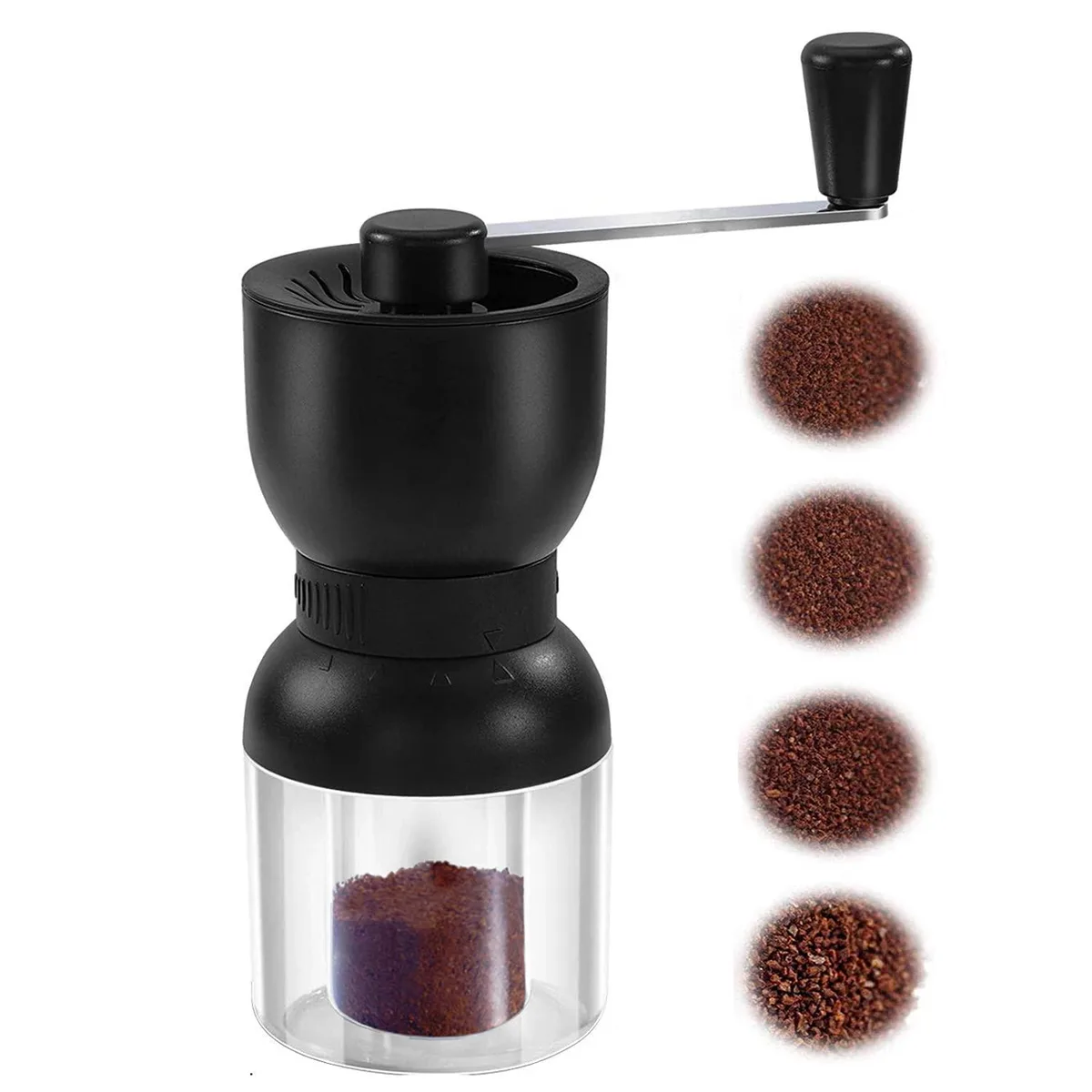 LHS Manual Coffee Grinder Ceramic Burrs Black 12.9 oz — product photo