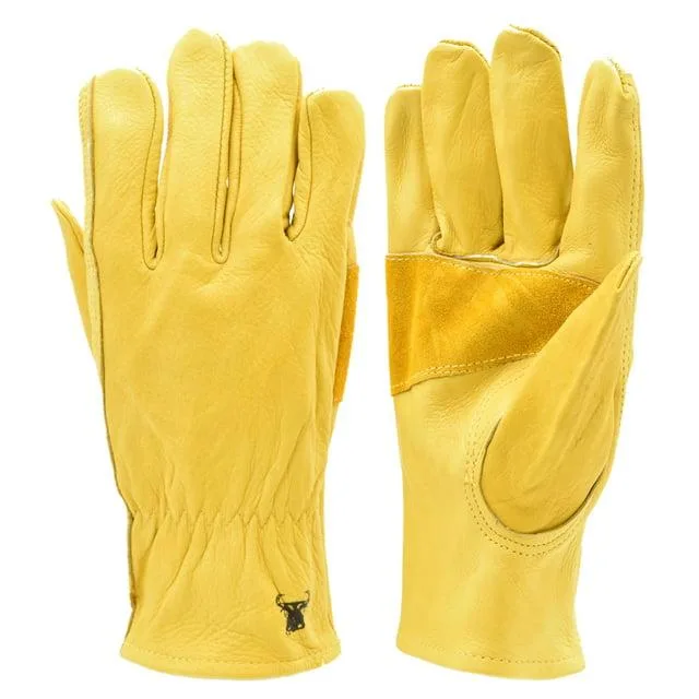 G &amp; F Products G &amp; F 6203 2.0 Cowhide Leather Gloves Reinforced Palm Yellow Large 3 Pairs — product photo