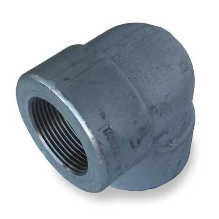 Silver galvanized steel 90 degree elbow fitting with threaded ends