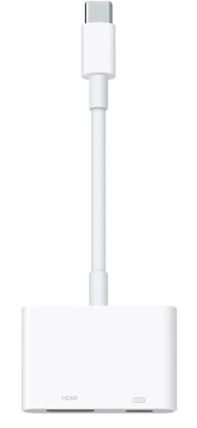 White USB-C to HDMI adapter with short cable