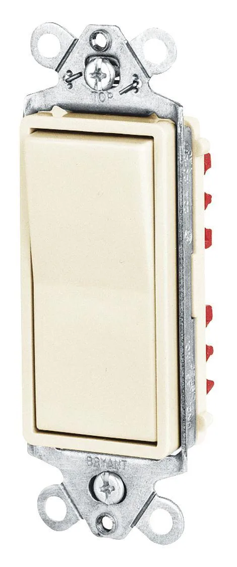 Ivory rocker wall switch, rectangular, smooth matte finish