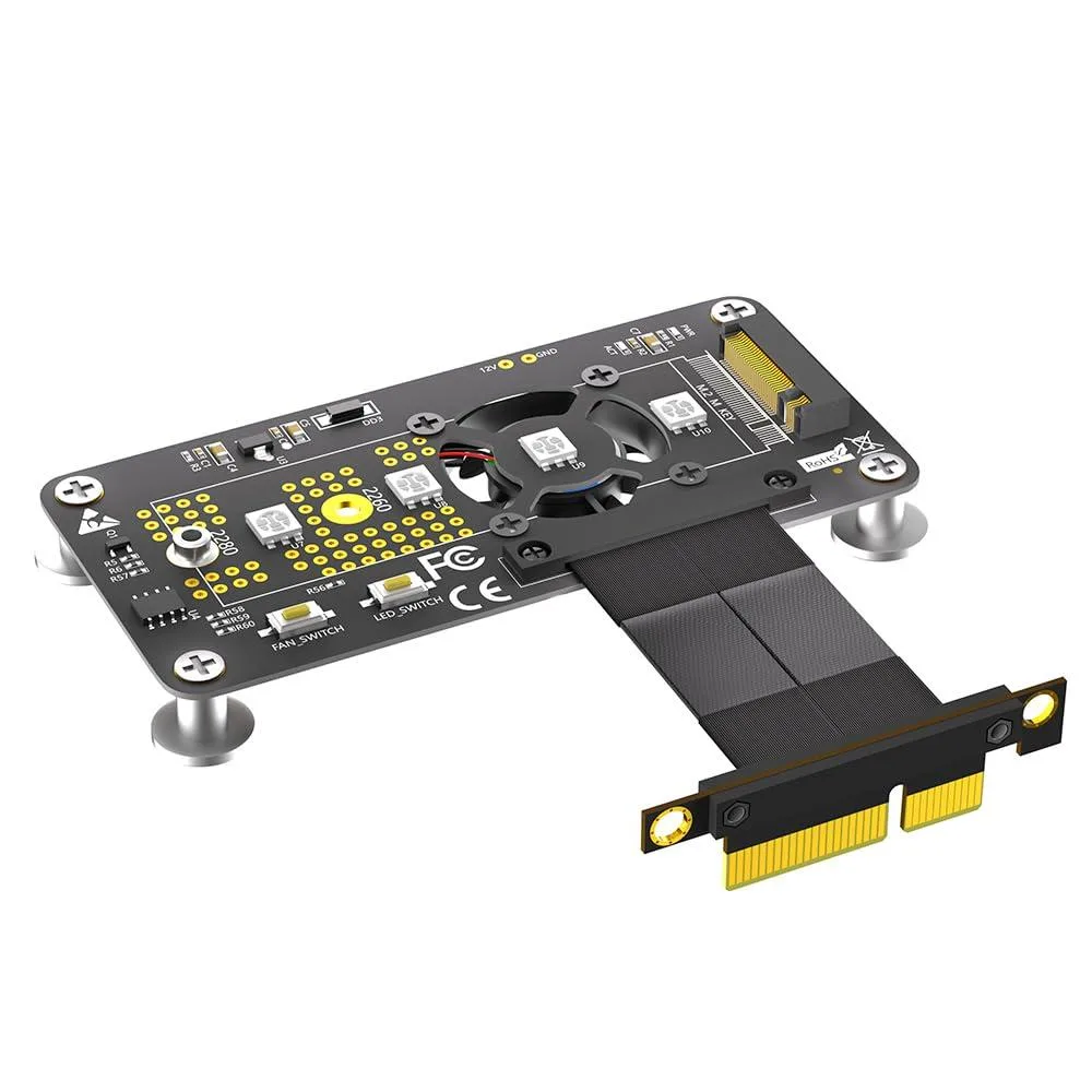 Fervit Fervit M.2 M-Key NVME to PCIe x4 Adapter with Fan and LED Switch — product photo