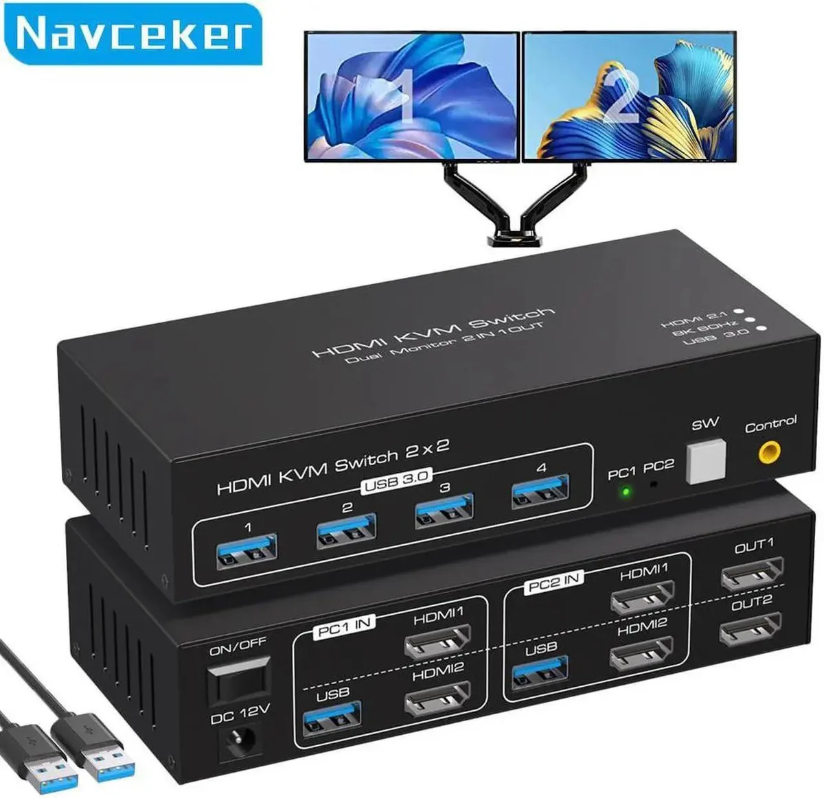 Vszerda Vszerda ZY-ASW221 KVM Switch 8K 60Hz 4K 120Hz USB 3.0 — product photo