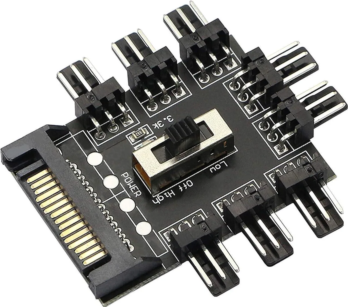 Vszerda Vszerda 12 V 3-pin 8-way SATA fan splitter internal power cable — product photo