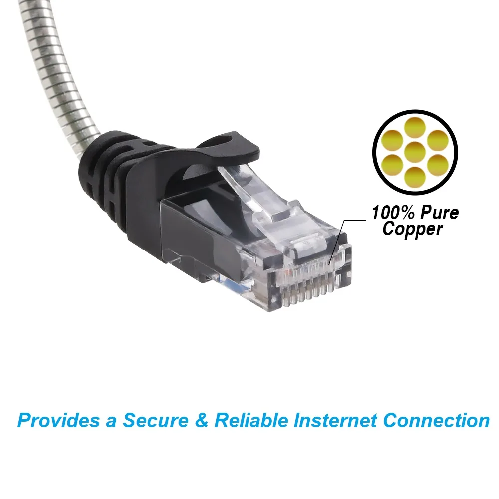 Nippon Labs Nippon Labs 60CAT6A-3-28AM network ethernet cable 3 ft Cat6A 28 AWG armoured anti-rodent RJ45 — product photo