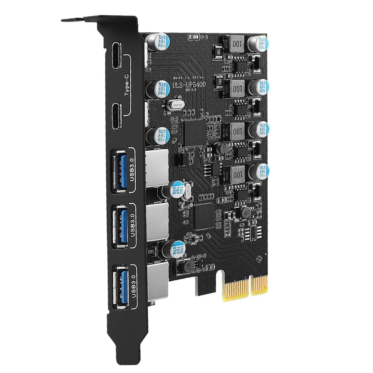  Dell 5400PD 5-port USB 3.0 PCIe data adapter (3×A 2×C 25W PD) — product photo