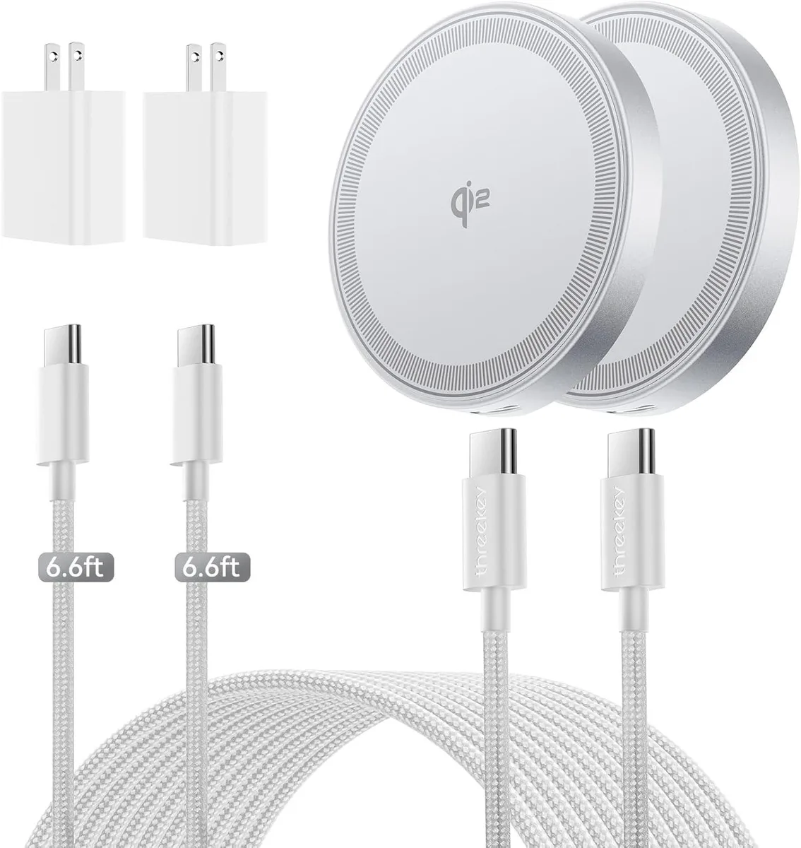 FLEANE FLEANE 15W Qi2 Magnetic Wireless Charger 2 Pack White with 20W Adapter — product photo
