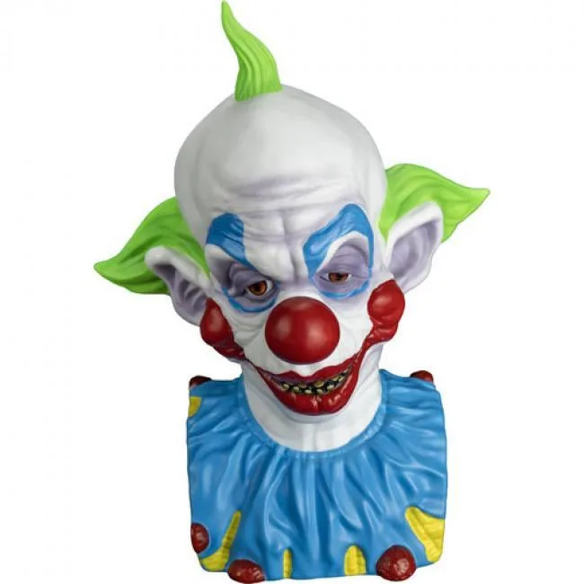 Vinyl bust of Shorty the Klown on square base, coin slot on head back, 13 inches tall