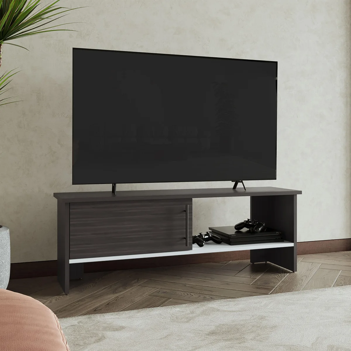 tuphen tuphen Navia 47" TV Stand Dark Walnut White 54" TV Home Entertainment — product photo