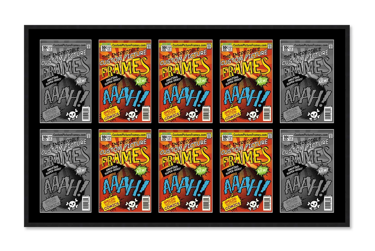 CustomPictureFrames.com CustomPictureFrames.com 10 Comic Book Frame Black Collage 44x25.75in Home Accent — product photo