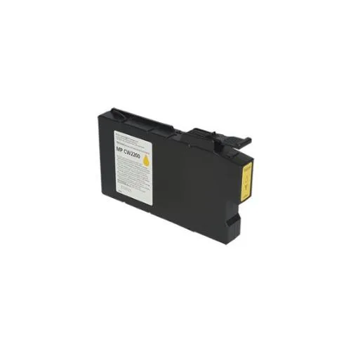 Rectangular yellow ink cartridge with Ricoh branding, 100ml capacity