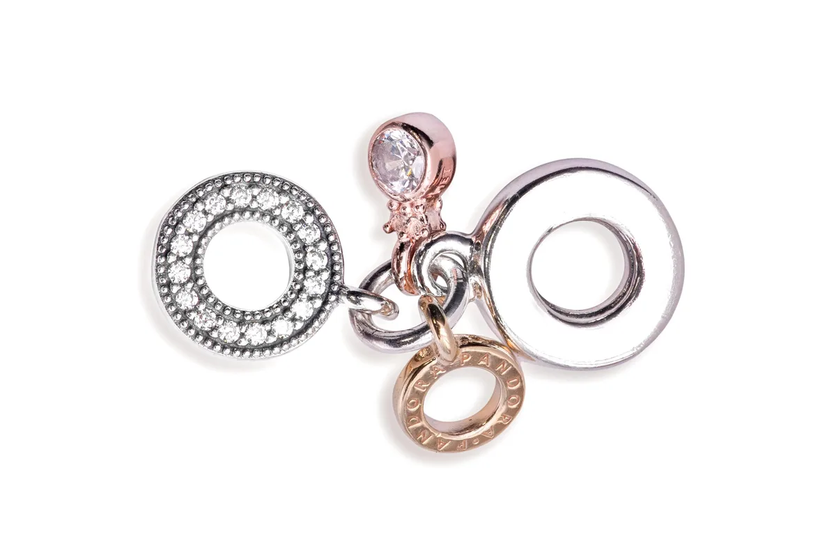 PANDORA PANDORA Triple Monogram Logo Dangle Charm Bracelet 14k 18k — product photo