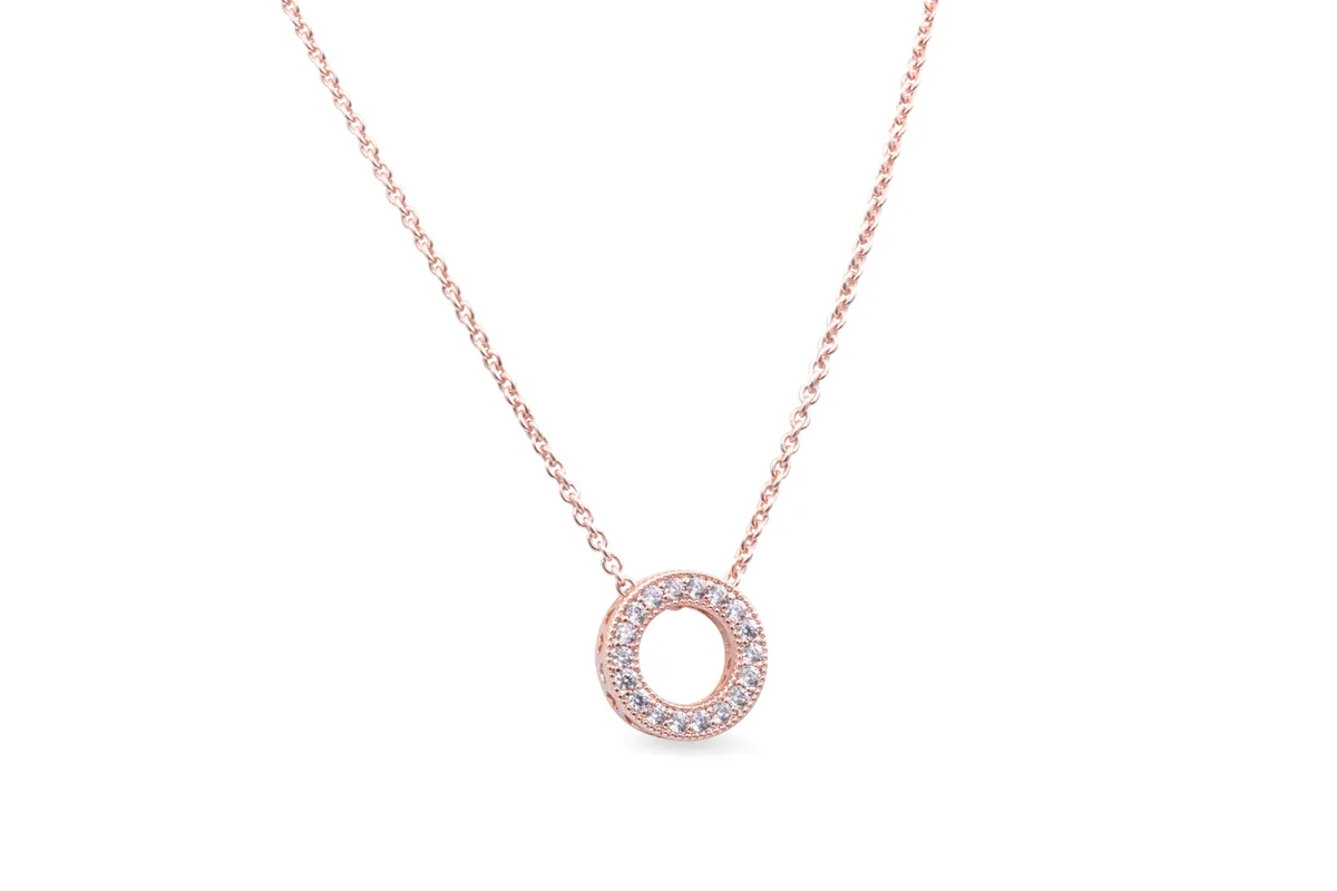 PANDORA PANDORA Logo Pave Circle Collier Necklace Pandora Rose 14k — product photo
