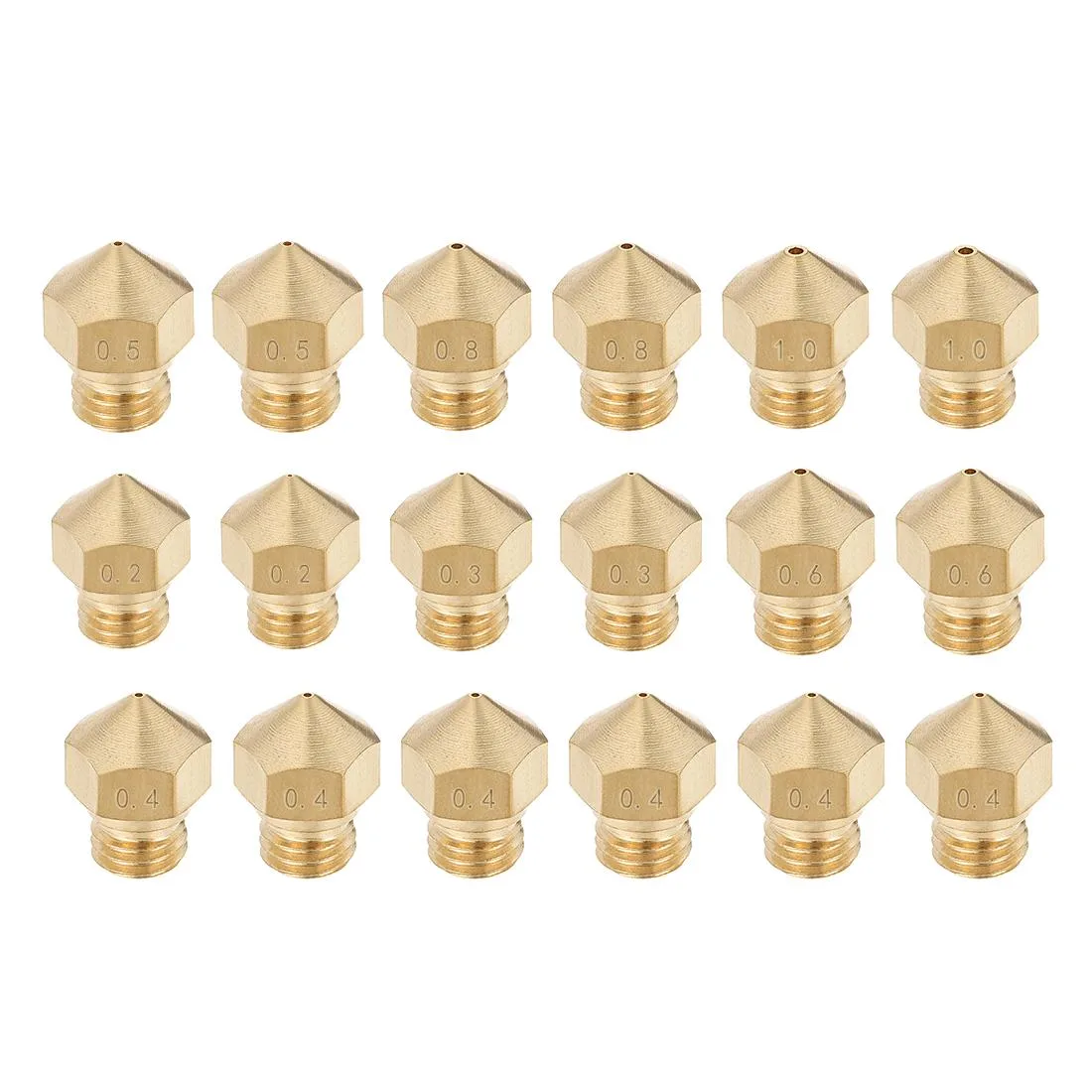 Unique-Bargains Unique-Bargains MK10 Brass Nozzle Kit 18pcs 0.2-1mm 1.75mm Filament — product photo